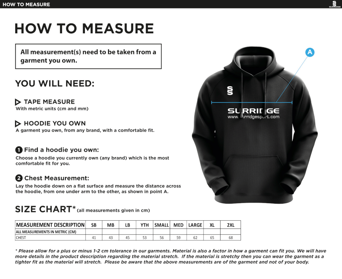 Chester County Officers CC - Blade Hoody - Size Guide