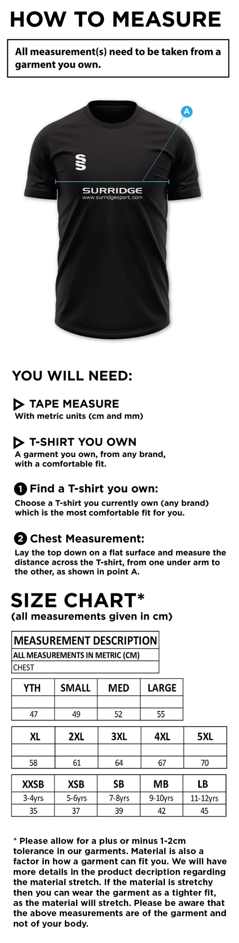 Chester County Officers CC - Blade Polo - Size Guide